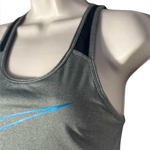 Nike Dri-Fit Grey Gray Baby Blue Women’s Racerback Sports Bra - Size Medium - Picture 4 of 9